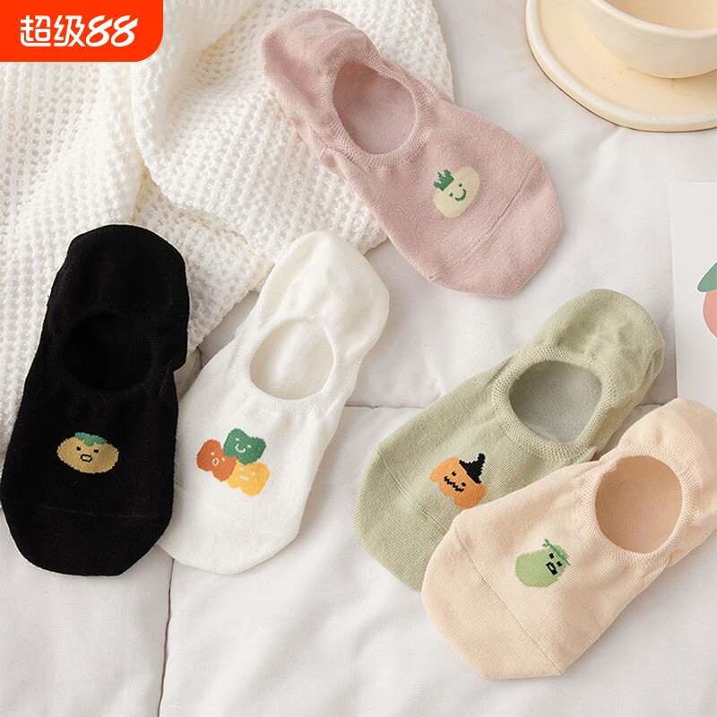 船袜袜子女夏季薄款浅口隐形防滑不掉跟纯棉防臭短袜女款夏天可爱