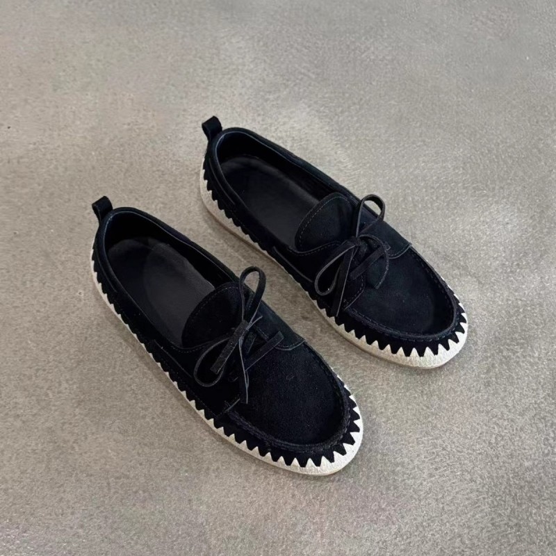 现货复古蝴蝶结前系带平底单鞋女一脚蹬懒人渔夫编织软底乐福鞋