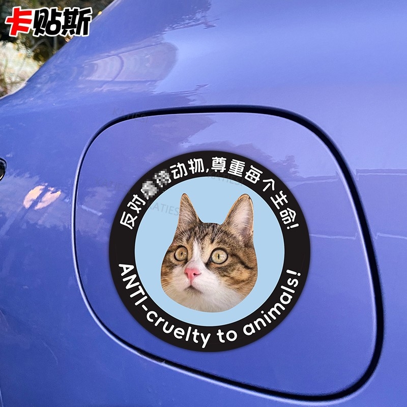 悟空小猫咪环游世界汽车贴纸反对伤害动物车贴创意防水磁吸车贴纸