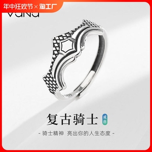 vana复古骑士情侣戒指女纯银戒指轻奢小众高级感生日礼物送女友