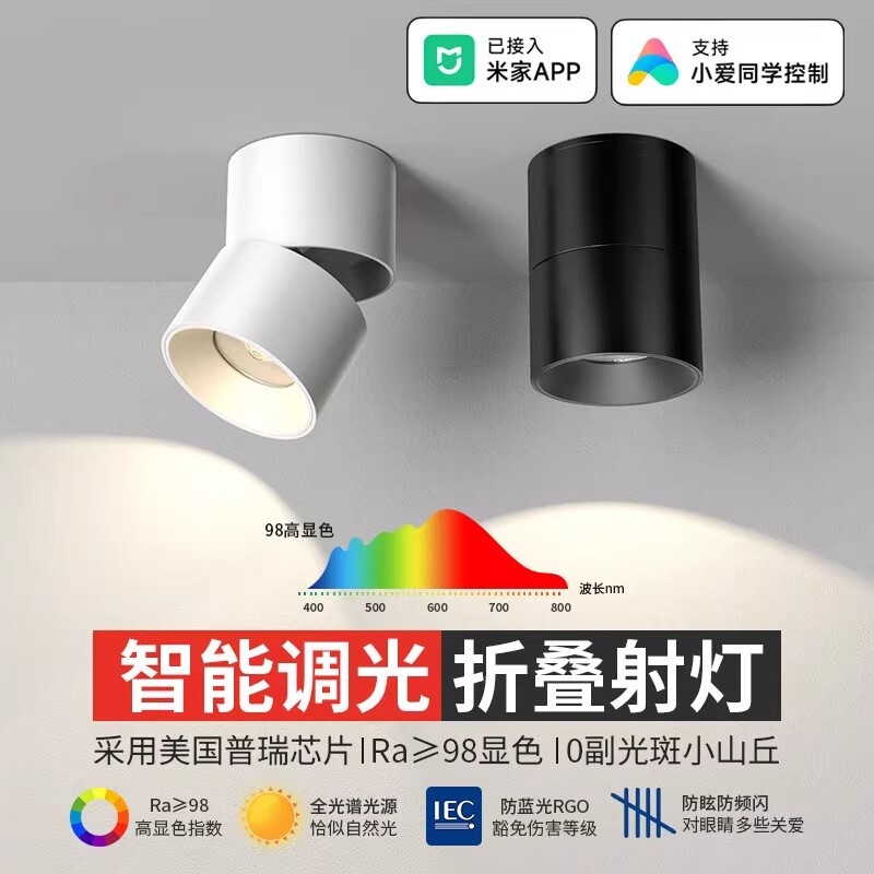 已米家APP智能明装可调角度射灯客厅玄关壁画吸顶天花灯筒灯卧室
