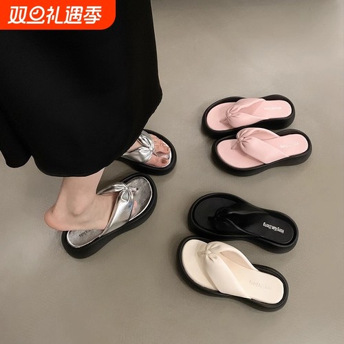 美拉德！厚底人字拖鞋外穿仙女鞋2025年夏季新款增高凉拖凉鞋高跟