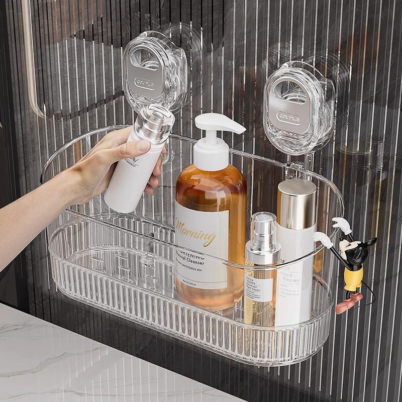 吸盘置物架家用浴室墙上免打孔无痕壁挂收纳盒卫生间洗漱台置物架