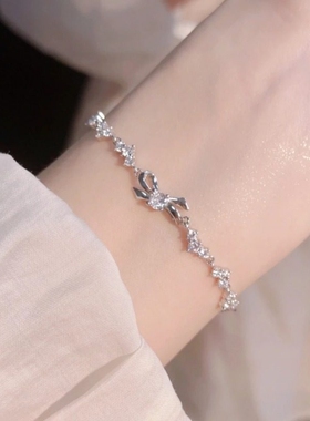 【幂琳】蝴蝶结999纯银手链女款闺蜜手饰轻奢小众精致手环女生202