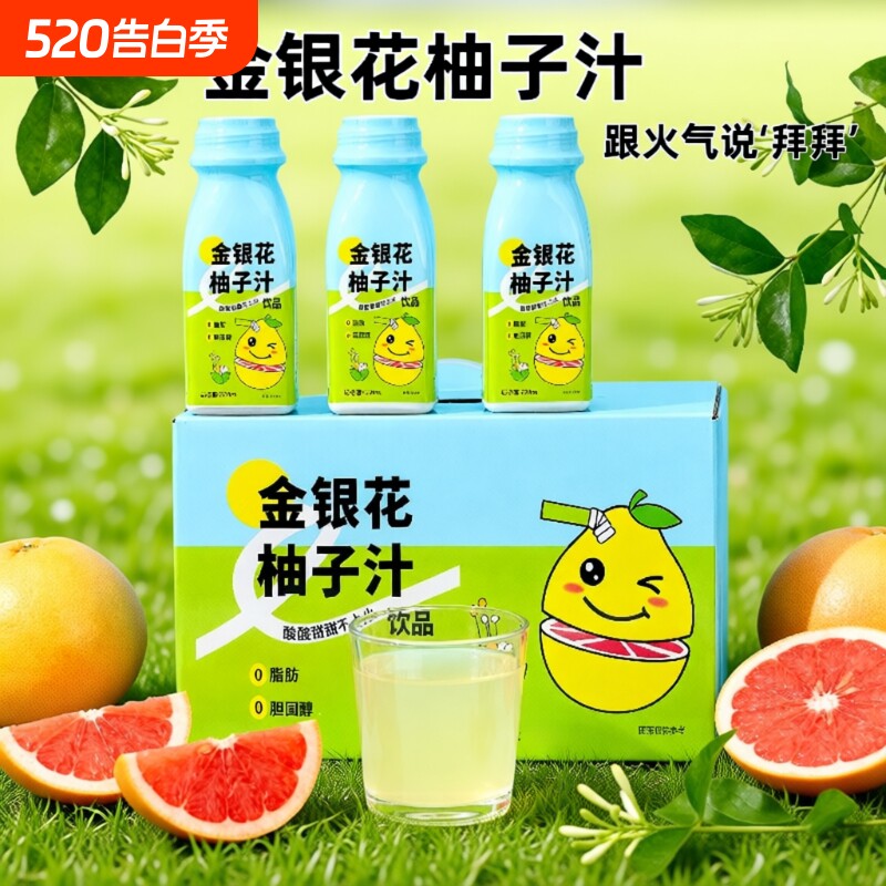 金银花柚子汁饮品饮料整箱营养早餐220ml*10瓶植物柠檬健康蔗