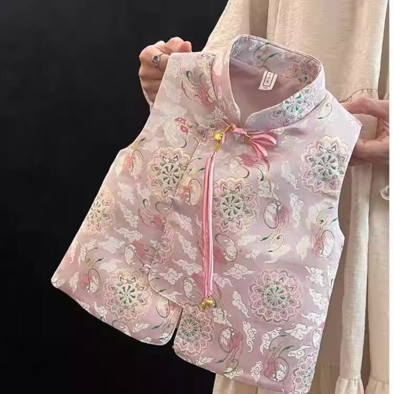 女宝宝国风马甲新中式国潮小女孩新款洋气典雅高贵淑女唐装坎肩潮