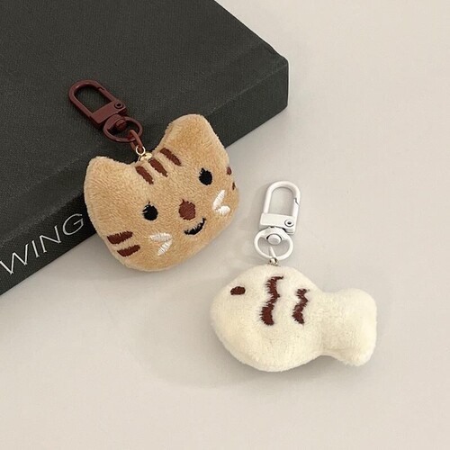 小猫和小鱼毛绒情侣闺蜜书包包挂件挂饰钥匙扣链公仔创意个性礼物