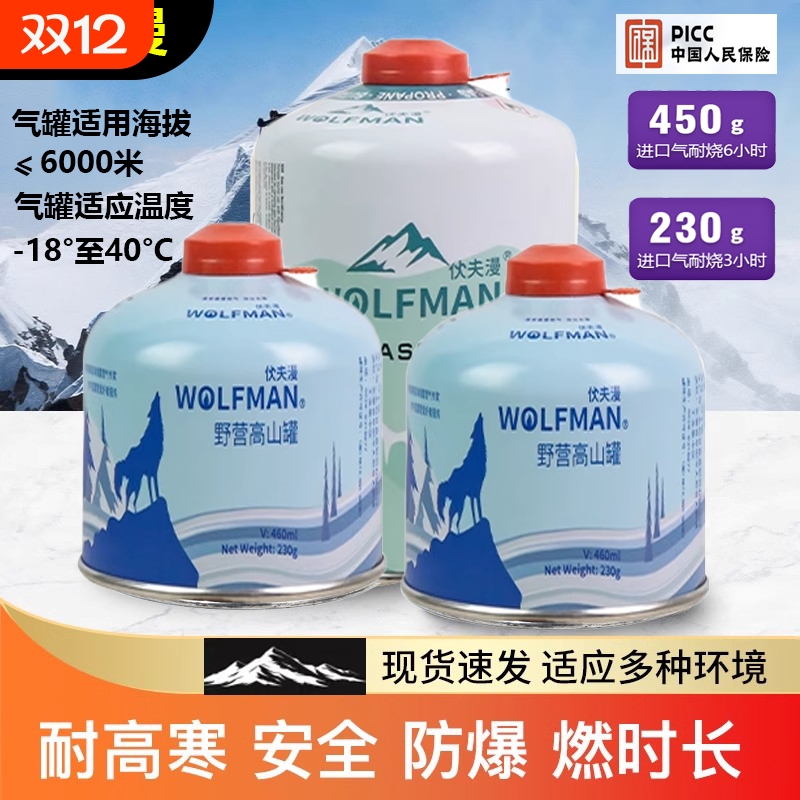 户外高山罐便携气瓶450g大容量防爆卡式炉露营燃气罐耐寒丁烷气罐