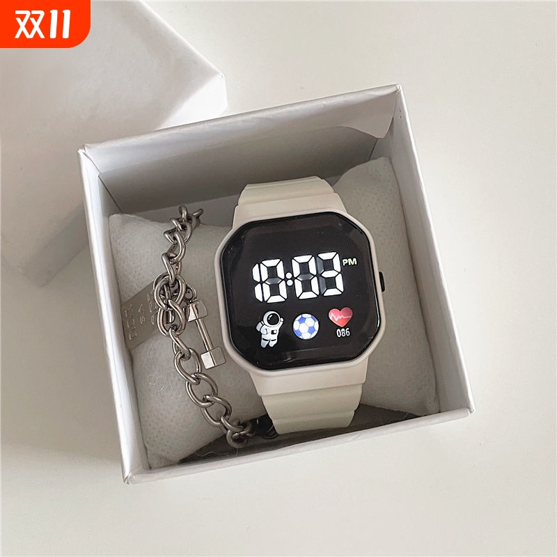 太空人手表男女ins高颜值简约时尚初高中学生党儿童夜光电子表潮