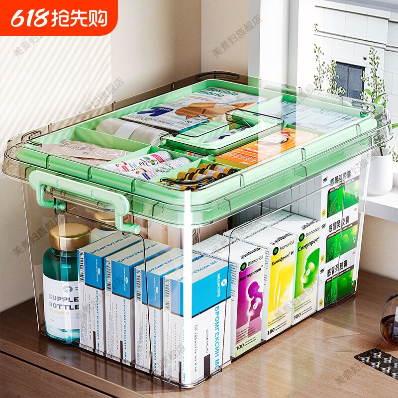 多层药箱收纳盒医药箱家用家庭装大容量药物药品收纳箱手提医疗箱