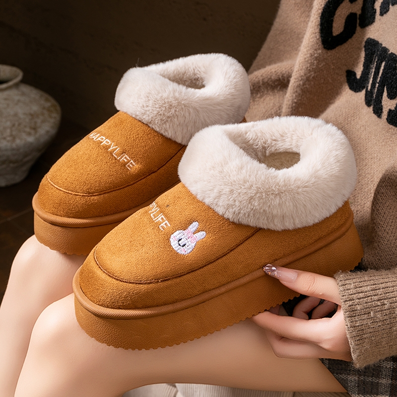 包跟棉拖鞋女秋冬季外穿保暖雪地靴防滑厚底情侣毛毛绒男棉鞋高帮
