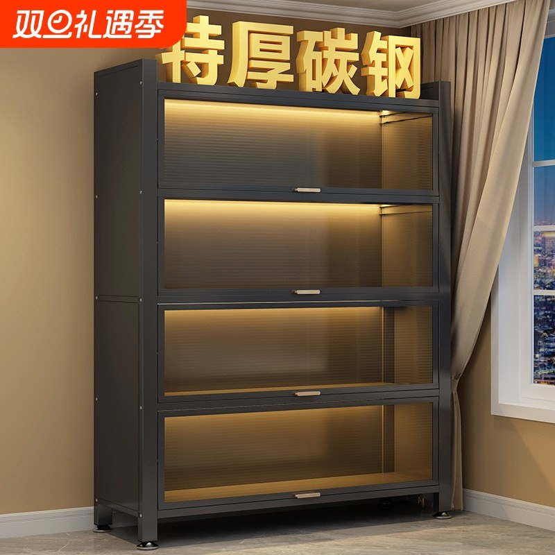 钢制书柜多层落地家用置物架儿童客厅防尘书架储物柜收纳柜子卧室