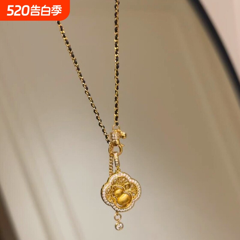 爆款水滴锆石祥云葫芦项链女新中式福禄吊坠民族风锁骨链精致饰品
