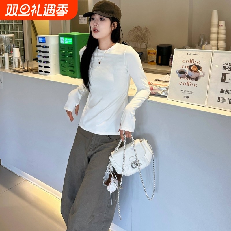 ALOyoga瑜伽服圆领修身显瘦纯色打底衫运动上衣女休闲健身长袖T恤