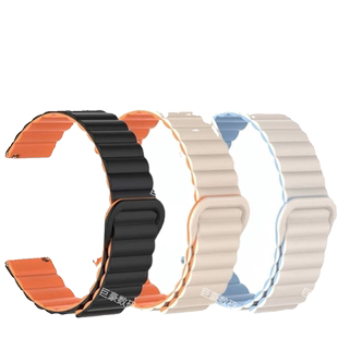 适用小米WatchS4手表带S3磁吸回环S2硅胶5color2防水运动S1Pro情侣sport替换手腕带41MM快拆耳针黑色新款松紧