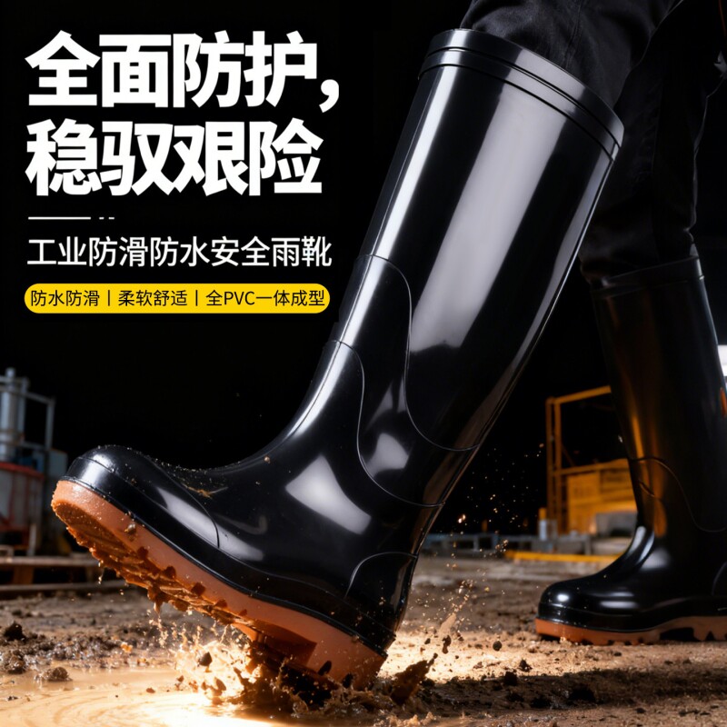 雨鞋男水鞋高筒中筒劳保工地水靴女加绒保暖出口雨靴加厚胶鞋厨房