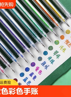 彩色闪光笔儿童闪亮轮廓闪粉高光水彩笔啫喱发光流沙银光变色笔记手账的手帐专用珠光荧光标记笔圆头紫色