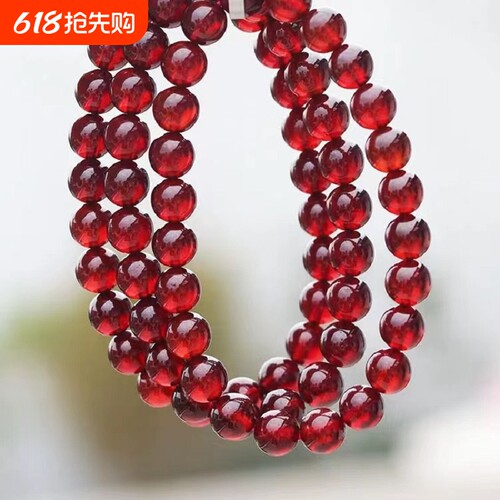 爆款酒红石榴石手链女仿手串红宝石颜色水晶手串男女首饰送友礼物