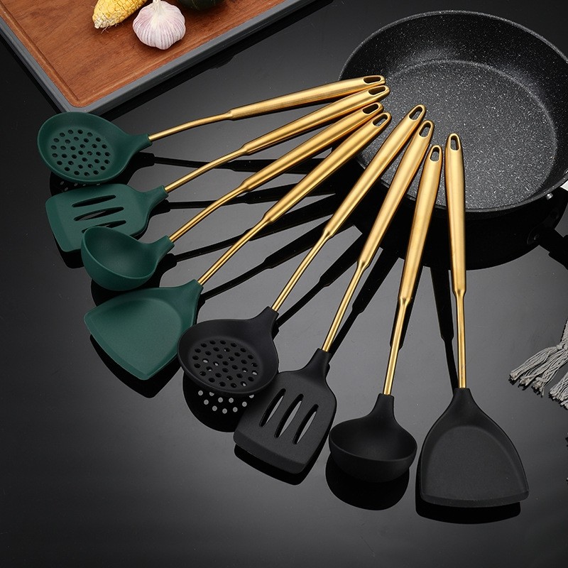 304硅胶锅铲套装 家用不锈钢汤勺厨房用品漏勺不粘锅专用煎铲炒铲