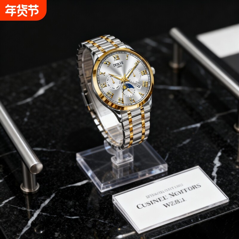 手表男款机械风全自动防水高级感全自动男表数字双日历防水腕表男