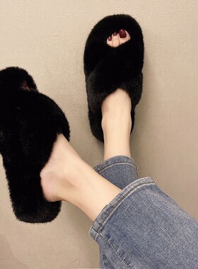加绒外穿女款保暖冬季懒人凉拖鞋