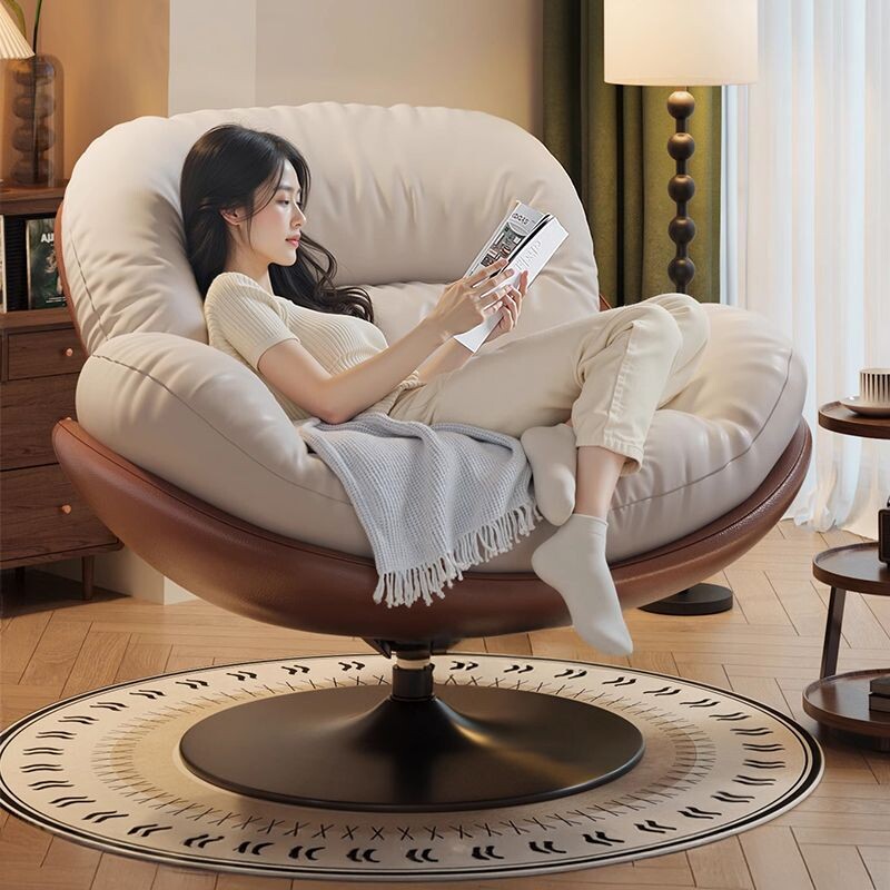 意式单人沙发旋转椅客厅阳台家用简约休闲椅懒人沙发阅读凳逍遥椅