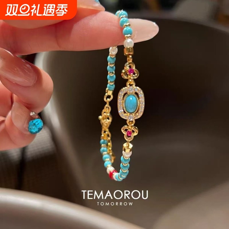 巨美~民族风弹力手串新中式古法显白串珠手饰小众设计手链