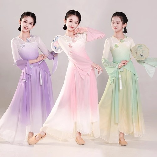 女童古典舞蹈演出服装练功服纱衣