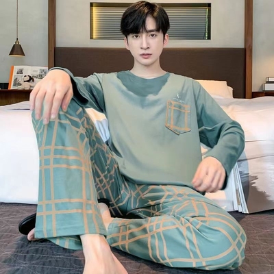 新款男士长袖家居服套装