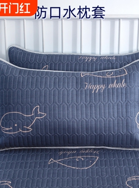 防口水防头油夹乳胶枕套一对装枕巾枕头套保护枕芯生螨家用48X74
