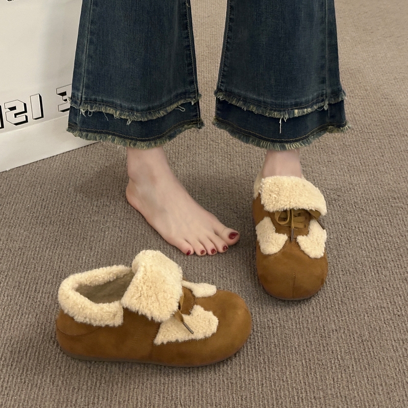 厚底内增高加绒勃肯鞋女2025秋冬季新款保暖棉鞋毛毛鞋休闲德训鞋