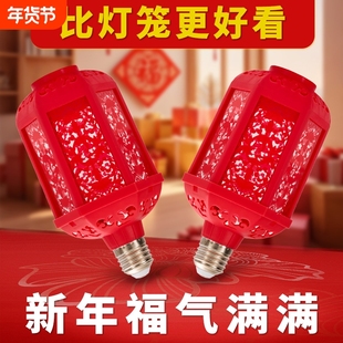 新年大红灯笼家用阳台大门灯笼装饰福灯笼过年氛围客厅螺口新款