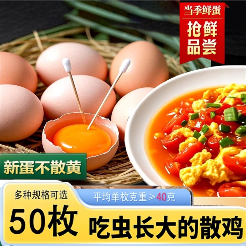 50枚土鸡蛋农家散养鲜鸡蛋草鸡蛋笨鸡蛋初生蛋农村柴鸡蛋地方早餐