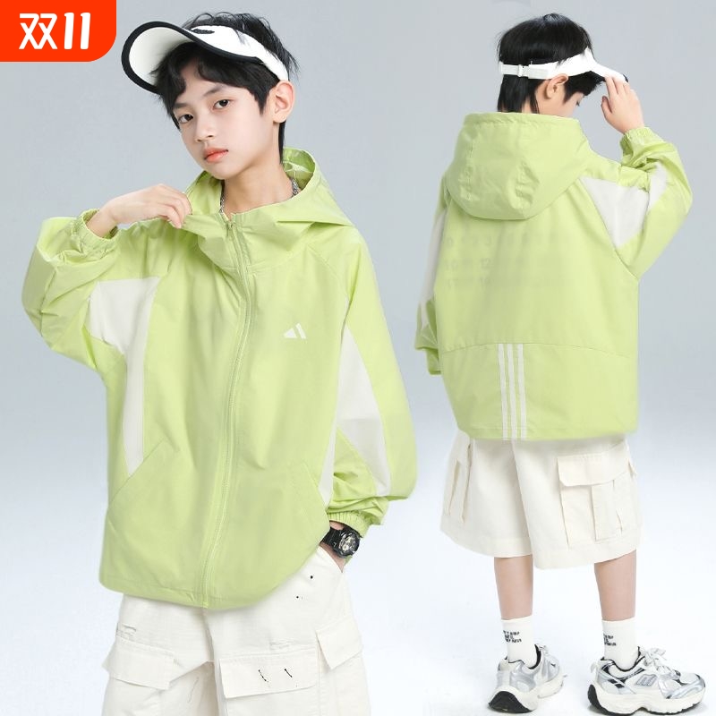 男童上衣轻薄防晒衣夏季儿童洋气外套中大童2025新款白色绿色速干