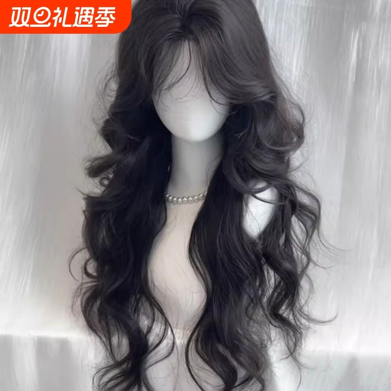 假发女长发自然仿真人发Lolita日常慵懒中分大波浪长卷发全头套