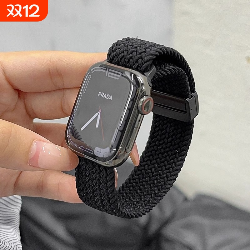 适用iwatch11表带S11苹果S10手表applewatch10新款S9尼龙8编织磁吸7春夏SE3男高级ultra女运动iphone腕带正品