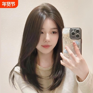 初恋假发全头套女前额蕾丝减龄锁骨发仿真人整顶刘海高层自然发型