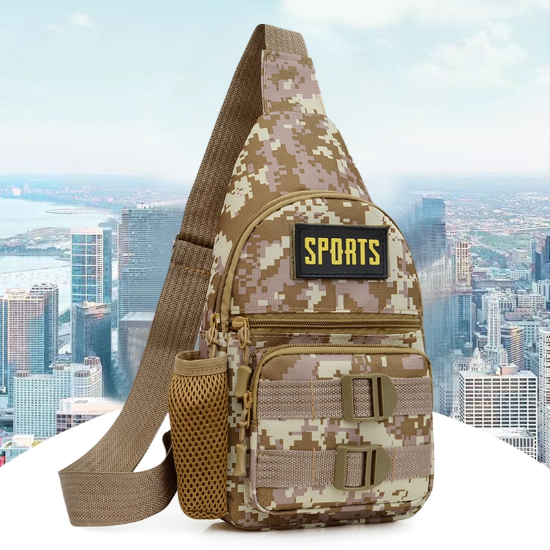 男士胸包单肩斜挎包迷彩休闲多功能潮牌斜背包小包潮流邮差包男包