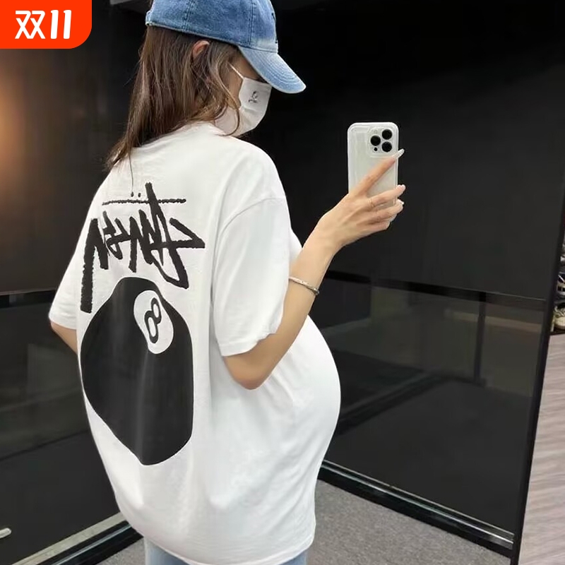 大码短袖t恤潮牌打底衫STU骰子宽松休闲斯图西套头上衣孕妇宝妈夏