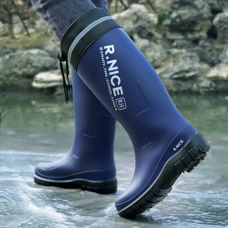 雨鞋水鞋男款高筒雨靴子外卖骑手专用防水防滑胶鞋束口长筒款耐磨