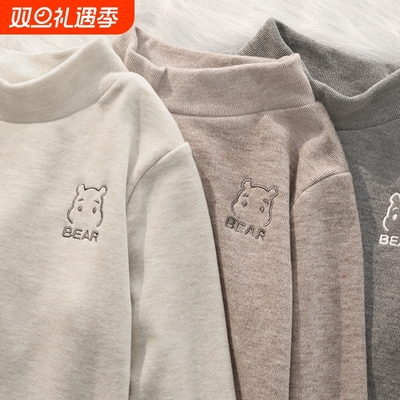 男女童秋冬2025新款儿童半高领保暖百搭上衣绵羊绒纯棉长袖打底衫