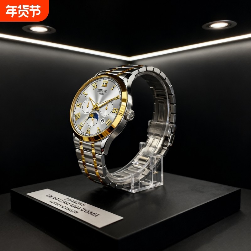 全自动男表手表男款机械风全自动防水数字双日历防水腕表男高级感