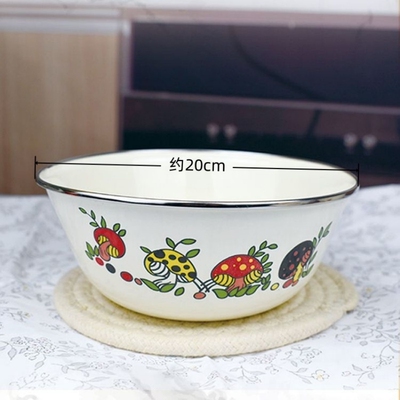 搪瓷搅拌碗大号不带盖保鲜盒泡面碗家用搪瓷洗菜盆调陷碗