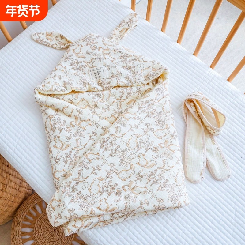 婴儿抱被批发印花新生儿产房大耳朵包单里外层纱布棉秋冬加厚包被,婴童用品,婴童抱被/抱毯,淘宝优惠券,粉丝福利购,淘宝优惠卷