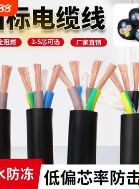 国标电缆线2芯3芯两相3相4芯2.5461016平方护套线户外防水线防冻