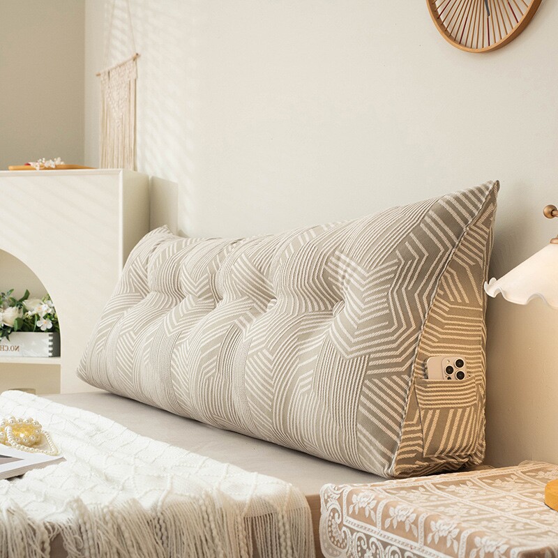 跨境复古风棉麻三角床头靠枕靠背软包床上护腰沙发榻榻米卧室靠垫