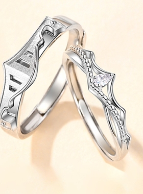 公主与骑士情侣戒指纯银对戒男女一对礼物纪念食指时尚个性冷淡风