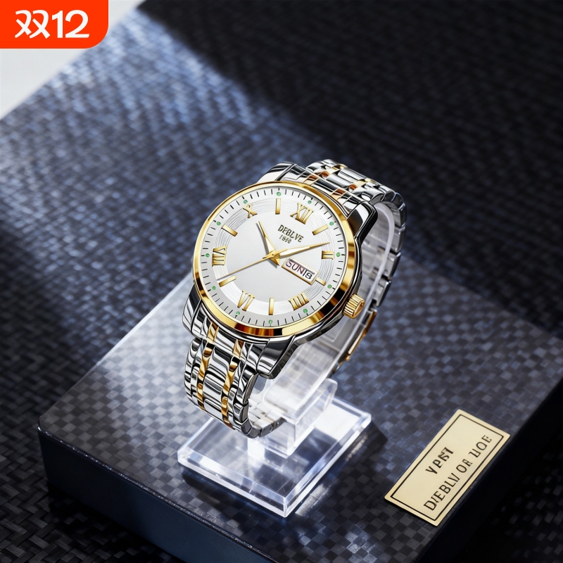 手表男款全自动男表数字双日历防水腕表男机械风全自动防水高级感