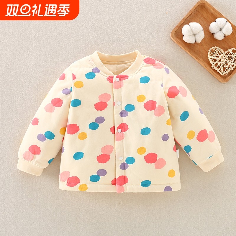 婴儿保暖上衣春秋薄棉外套宝宝棉服男童女童棉衣冬装睡衣夹棉内胆