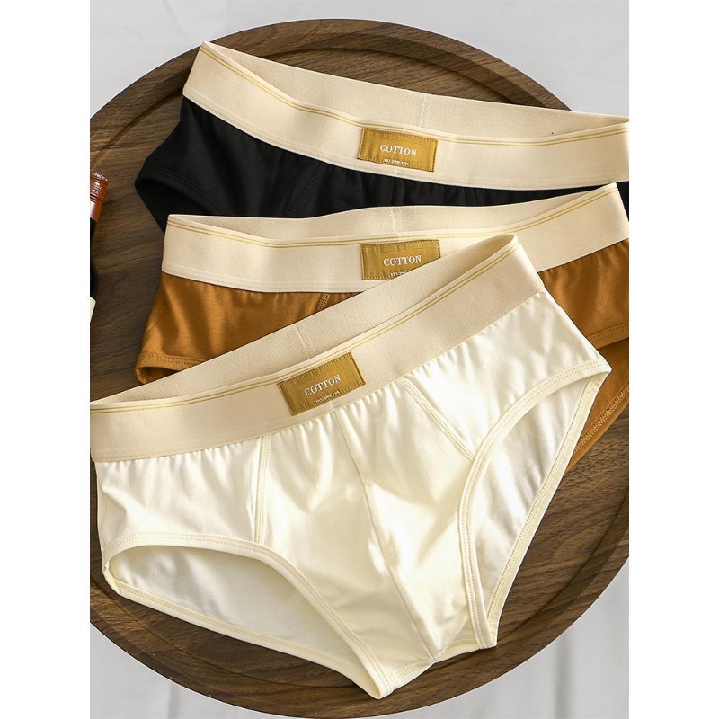 2025新款男士三角内裤夏季纯棉纯色短裤青年裤头宽松透气裤衩底裤